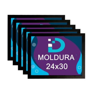 Imagem de Kit 5 Molduras Pretas 24x30 Com Fundo Em Eucatex Para Decoração e Arte