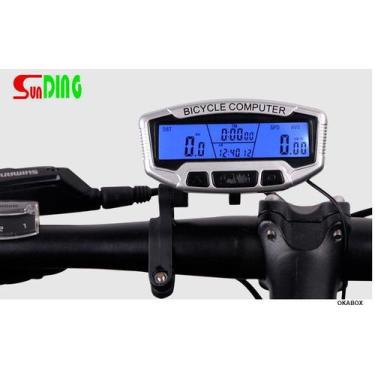 Imagem de Velocímetro da bicicleta com fio computador stopwach odômetro lcd tela