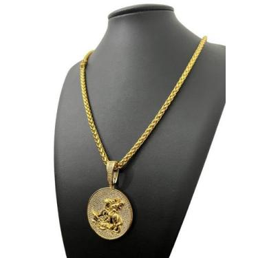 Imagem de Corrente Peruano 5mm + Pingente São Jorge - Banhado a Ouro - ToJoia18k