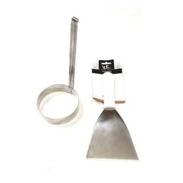 Imagem de Espátula Raspador Chapeiro 12cm Inox + Modelador Ovo P Bar - Pantheon 