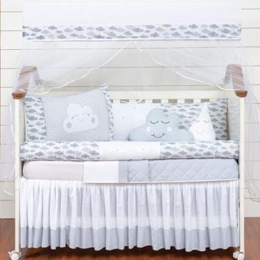 Imagem de Kit enxoval de berço com lençol de algodão 12 peças nuvem rolo - Bruce