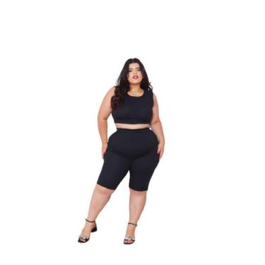 Imagem de Conjunto Canelado Plus Size Cropped + Bermuda Cg - La-Bella Modas , Pr