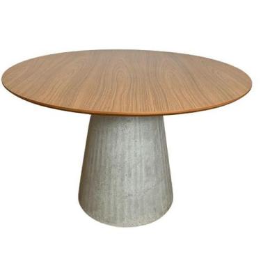 Imagem de Mesa de Jantar Cone Redonda 160 cm Tampo Freijó Base Concreto - Person