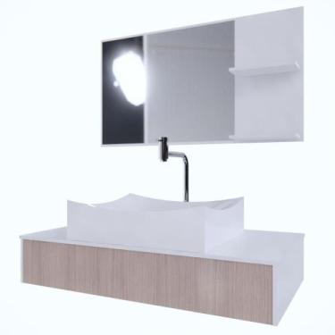 Imagem de Gabinete Banheiro Madri 80 Grigio Sem Gaveta C/Cuba + Combo Branco - G