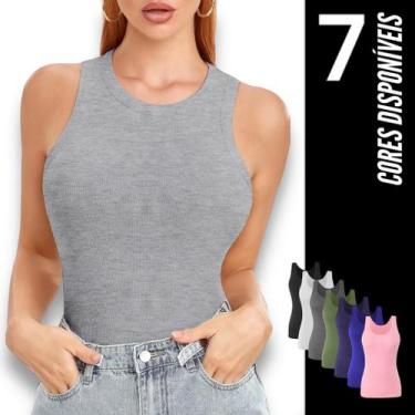 Imagem de Camiseta Regata BABY LOOK ALGODÃO feminina Fitness Corrida Yoga Casual