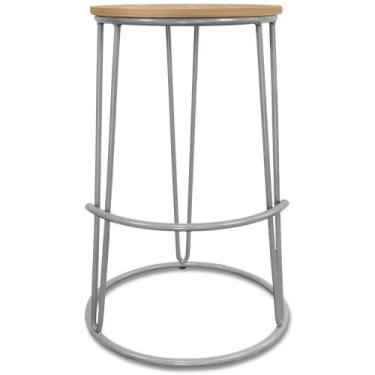 Imagem de Banco Banqueta Média Industrial Dinamarca Em Aço Balcão Bar Cozinha Pr