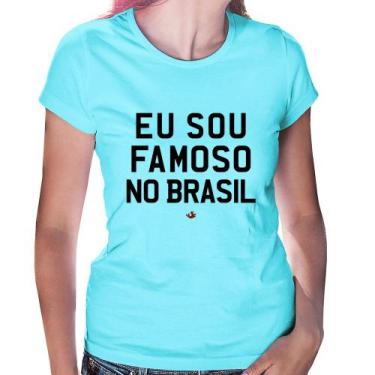 Imagem de Baby Look Eu sou famoso no Brasil - Foca na Moda, Azul claro, M