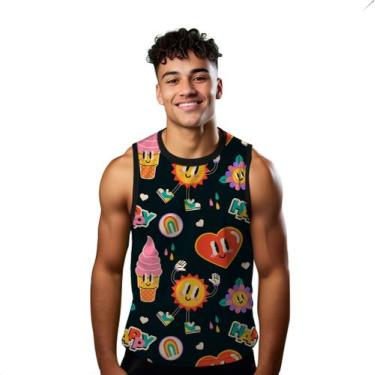 Imagem de Camiseta Regata Verão Estilo Moda Praia Coração Sol Sorvete Arte Pop 9