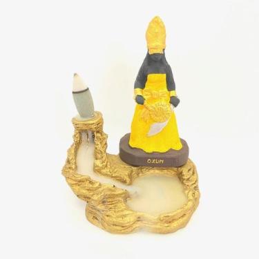 Imagem de Incensário cascata Oxum amarela 12 cm resina - Lua Mística - 100% Orig