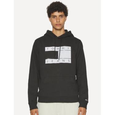 Imagem de Moletom Tommy Jeans Masculino Hoodie Flag Logo Spray Preto, M/M