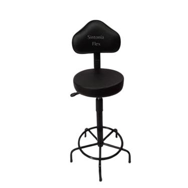 Imagem de Cadeira secretaria caixa alta Verona com base de ferro fixa para recepção mercado balcão corano preto