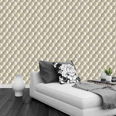 Imagem de Papel De Parede Couro Moderno Cabeceira Quarto Lavável Vinil Branco Of