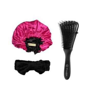 Imagem de Kit Escova Basic + Touca de Cetim Adulto + Faixa HeadBand - Encaracola