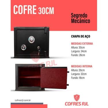 Imagem de Cofre 30 cm Chapa de aço - RJL030 - Cofres RJL
