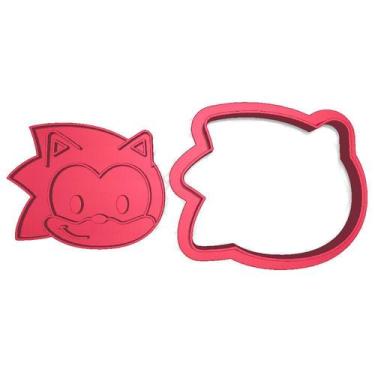 Imagem de Cortador Marcador Cabeça Animal Ouriço Sonic Cute - DOCE IMPRESSO, 5,5