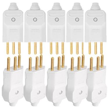 Imagem de Kit 20 plugue macho 10a 2p+t 180 250v margirius branco