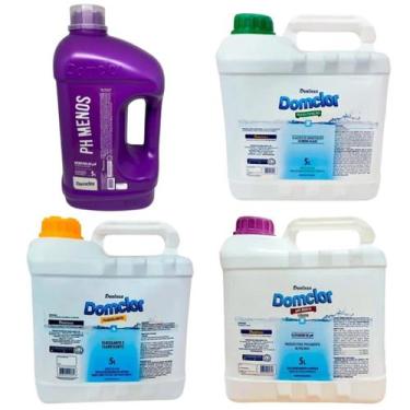Imagem de Kit Produtos Para Tratamento Água De Piscina Verde 5L - DomClor