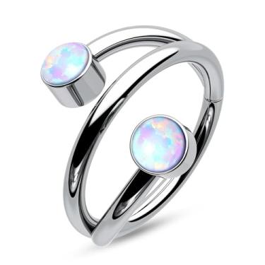 Imagem de CM Crareesi Mania Brincos de hélice opala 316L aço inoxidável cartilagem 16G Helix Piercing Joia Twist Daith Conch Piercing Jewelry, Metal, Zircônia cúbica