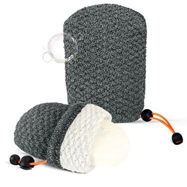Imagem de MIG4U Bolsa de Sabonete Esfoliante para Banho 2 Peças - Bolsa de Sabonete Em Barra, Esfoliante Corporal de Bambu, Bolso para Viagem, Banho, Cinza, Camada Dupla