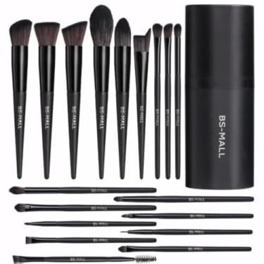 Imagem de BS-MALL Conjunto de pincéis de maquiagem, 18 peças, base sintética premium, corretivos em pó, sombras, blush, estojo preto
