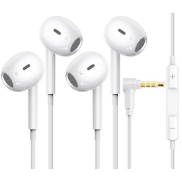 Imagem de tiloqua Fones de ouvido com fio de 3,5 mm com microfone, fone de ouvido estéreo de alta fidelidade com controle de volume para PC e rádio laptop