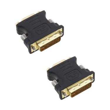 Imagem de SING F LTD 2 peças DVI para VGA adaptador DVI-I macho 24 + 5 pinos para VGA fêmea banhado a ouro conversor para PC HDTV monitor projetor de televisão preto