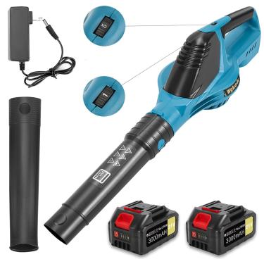 Imagem de Wgkok Soprador de folhas sem fio – soprador de folhas elétrico sem fio com modo de 5 velocidades 21V com 2 baterias e carregador, sopradores de folhas leves alimentados por bateria de 2,0 Ah para