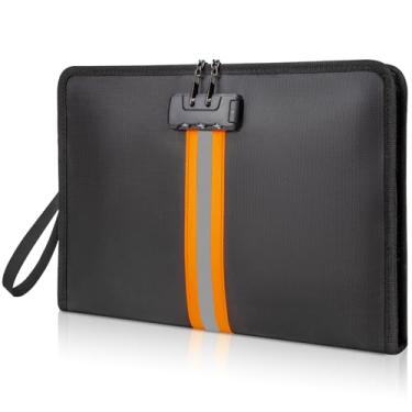 Imagem de XIAODUN Bolsa de documentos à prova de fogo com fechadura, bolsa de dinheiro à prova de fogo de 33 cm × 9,5 cm, com zíper e trava, adequada para tablets, documentos A4, dinheiro, telefones celulares,