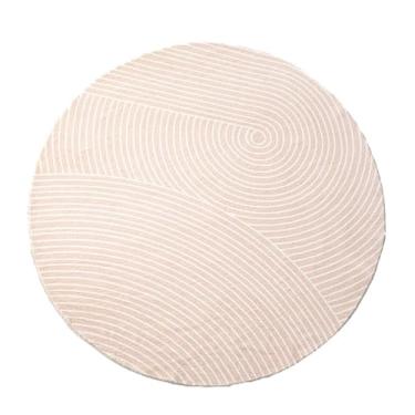 Imagem de Linhas elegantes Tapete redondo confortável macio listrado sala de estar tapetes luxo minimalista quarto tapetes lavável à máquina, YHT166, D, diâmetro 160 cm