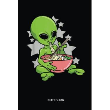Imagem de Alien Notebook: Alien Eating Ramen Japanese Noodles | Alien Journal, Lined Journal Ufo, Ufo Journal, Lined Journal Alien, Size 6 X 9", 120 Pages.