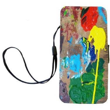Imagem de Rikki Knight Capa carteira flip de madeira The Painter palete com aba magnética para iPhone 5/5s - Palete de pintor em madeira