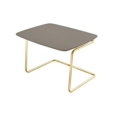 Imagem de Mesa de Centro Kairos Base Ouro 54x43cm LarFlex, Concreto