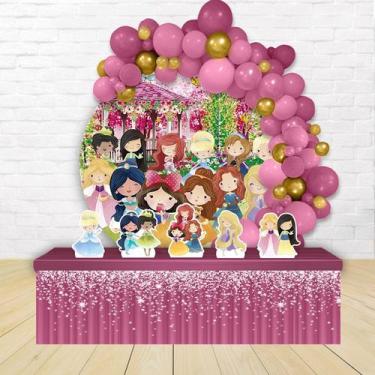 Imagem de kit festa painel redondoDecoração Princesas Aquarela 1,50 Diâmetro - I