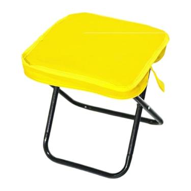 Imagem de kowaku Campo de camping para o exterior de cadeira compacta cadeira compacta cadeira dobrável fez banquinho dobrável para mochila de jardinagem pesca com, Amarelo