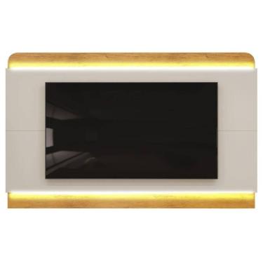 Imagem de Rack Bancada C/ Painel P/ Tv Até 75 Polegadas Nadine Led 219x136cm Bali/cedro - Dj Móveis