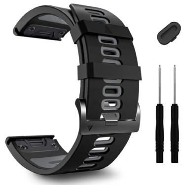 Imagem de ZPJPPLX Pulseiras de relógio de 26 mm para tactix 8 Fenix 8 51 mm 7X Pro 6X 5X, pulseiras esportivas de silicone macio compatíveis com Garmin Tactix7/Fenix 6X Pro/Fenix 5X Plus/Enduro3 2/Descent Mk2i