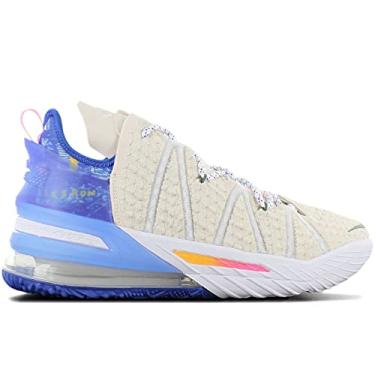 Imagem de Nike Tênis de basquete masculino Lebron 18, Creme leve/Game Royal-espiral, 7.5