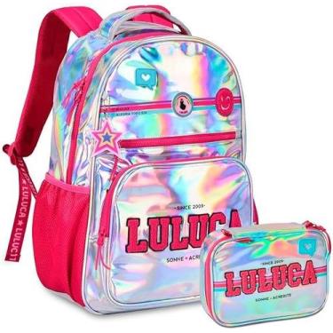 Imagem de Mochila De Costas Luluca Holográfica com Estojo Box Escolar