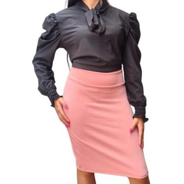Imagem de Saia Moda Evangelica Feminino Midi Lisa Social Jovem Cintura Alta  - U