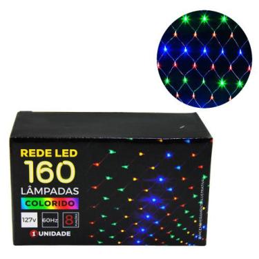 Imagem de Pisca Pisca Rede Led Colorido 160 Lâmpadas 8 Funções 110v Decoração Na