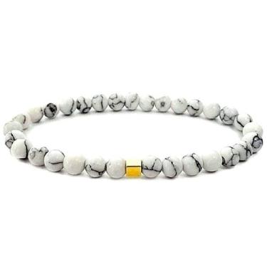 Imagem de Pulseira Masculina Branca e Dourada Elástico Gafeno - Gafeno Acessório