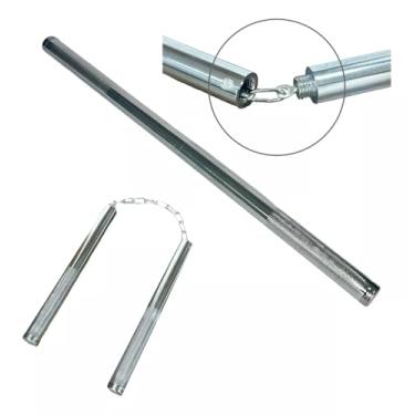 Imagem de Nunchaku de Aço 2 em 1, Bastão de Treino para Artes Marciais, Kung Fu e Karatê, Prateado