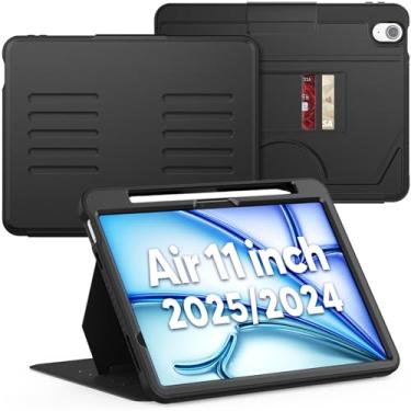 Imagem de SEYMAC Capa para iPad Air de 11 polegadas 2024 M2, capa magnética forte para iPad Air 6ª geração (A2902/A2903/A2904), proteção total automática hibernar/despertar com 5 ângulos em pé, suporte para