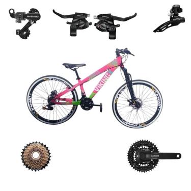 Imagem de Bicicleta 26 VikingX T25 21v Freeride Shimano Avançado Pneu Slick Fino Faixa1.50 Branca-Unissex