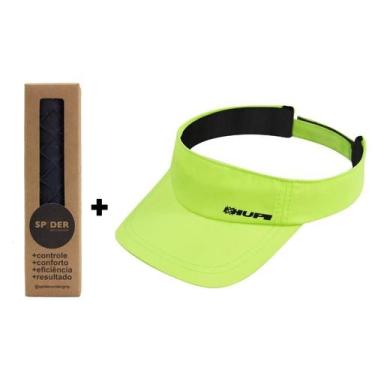 Imagem de Kit Undergrip Spider Preto + Viseira Beach Tennis Microfibra Verde Neo