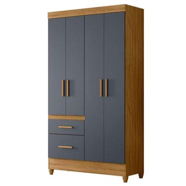 Imagem de Guarda Roupa Solteiro Madri 4 Portas Freijó Cinza - Moval