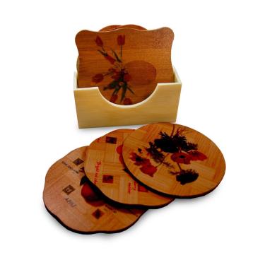 Imagem de Descanso Para 6 Copos Bambu Com Suporte Kehome