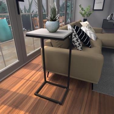 Imagem de Mesa Lateral Cinza Aparador De Sofa Sala Mesa Lateral Cama