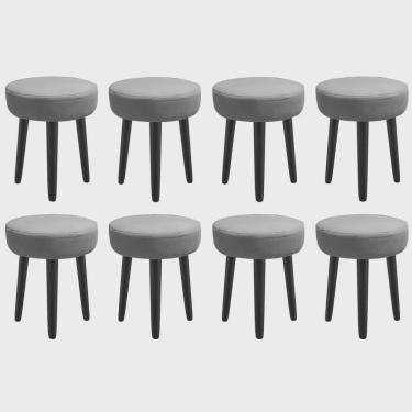 Imagem de Kit 08 Banqueta Alta Julia Industrial 55cm Pé Palito Preto Suede Cinza - Ahz Móveis