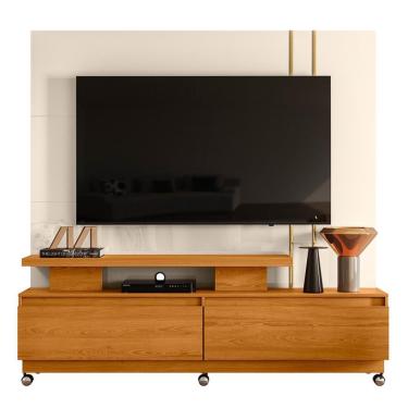 Imagem de Estante Home Theater New Apolo para TV até 75 com Rodízios - Madetec Cinamomo/Off White